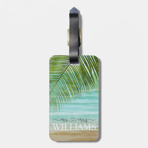 Etiqueta de Bagagem Personalizada de Praia de Palm