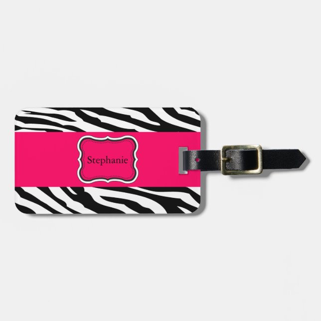 Etiqueta de Bagagem Personalizada de Zebra Negra e (Frente Horizontal)