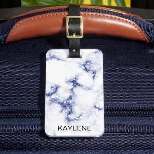 Etiqueta de Bagagem Personalizada do Mármaco Azul