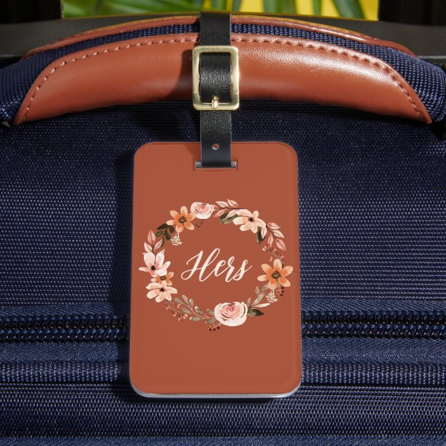 Etiqueta de Bagagem Personalizada Floral de Boho W (Frente Insitu 2)