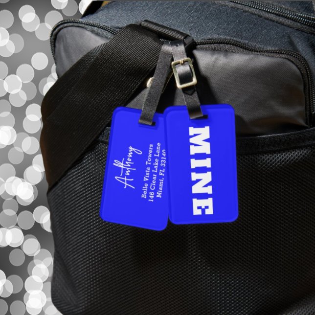 Etiqueta de Bagagem Personalizada MINE Azul Neon B (Criador carregado)