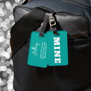 Etiqueta de Bagagem Personalizada MINE Azul Turque