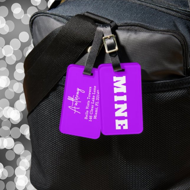Etiqueta de Bagagem Personalizada MINE Neon Roxo B (Criador carregado)