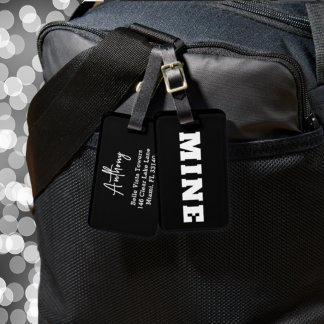 Etiqueta de Bagagem Personalizada MINE Preta e Bra