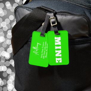 Etiqueta de Bagagem Personalizada MINE Verde Neon 