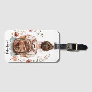 Etiqueta de Bagagem Personalizada - Mulher Brunett