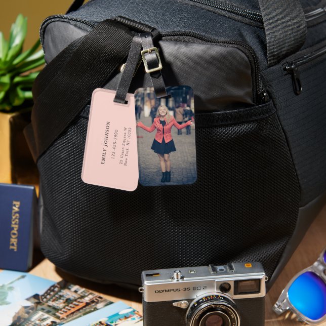 Etiqueta de bagagem personalizada na moda com foto (Frente e verso)