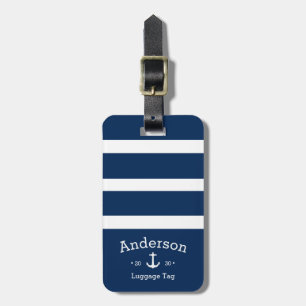 Etiqueta de Bagagem Personalizada - Náutica Azul e