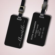 Etiqueta de Bagagem Personalizada Nome Preto e Bra