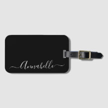 Etiqueta de Bagagem Personalizada Nome Preto e Bra
