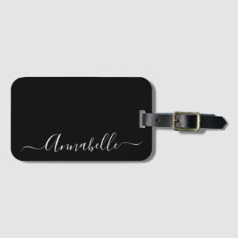 Etiqueta de Bagagem Personalizada Nome Preto e Bra