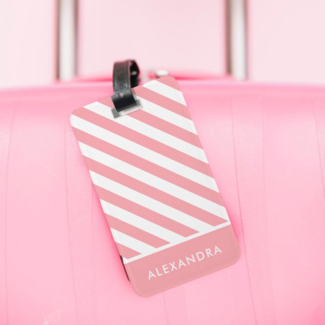 Etiqueta de Bagagem Personalizada Rosa Bege com Li (Criador carregado)