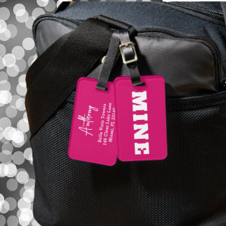 Etiqueta de Bagagem Personalizada Rosa Branco Dive