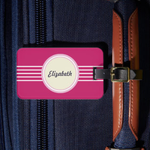 Etiqueta de Bagagem Personalizada Rosa Quente Retr