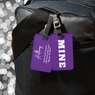 Etiqueta de Bagagem Personalizada Roxa Branca Dive