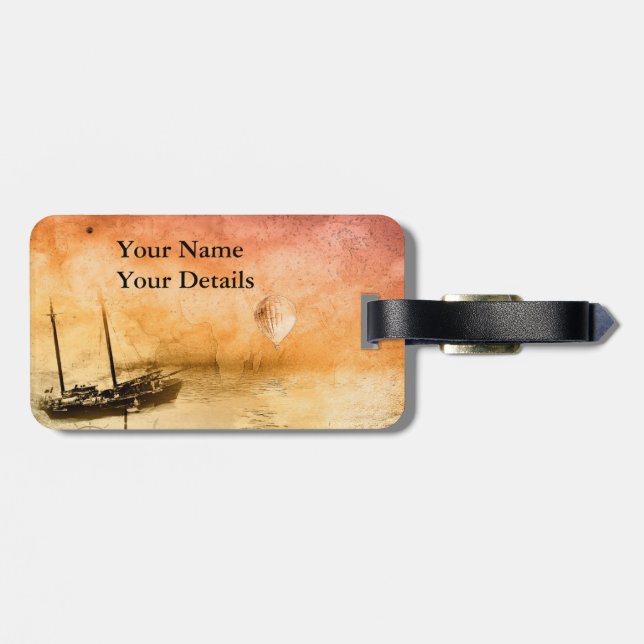 Etiqueta de Bagagem Personalizada Steampunk de Via (Traseira Horizontal)