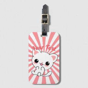 Etiqueta De Bagagem Personalizado de Kawaii White Kitten