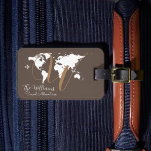 Etiqueta De Bagagem Personalizado do Mapa Mundial de Aventuras de Viag