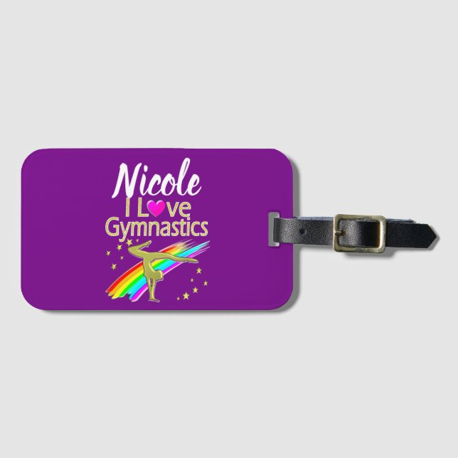 ETIQUETA DE BAGAGEM PERSONALIZADO EU AMO DESIGN DE GINÁSTICA (Frente Horizontal)