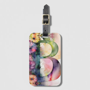 Etiqueta De Bagagem Personalizado - Letra B Daisy Floral Watercolor