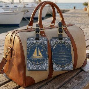 Etiqueta De Bagagem Personalizado Mediterrâneo Náutico