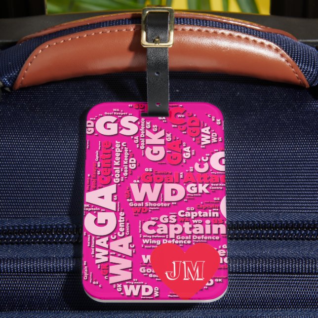 Etiqueta De Bagagem Personalizado Netball Rosa (Frente Insitu 2)