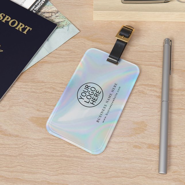 Etiqueta De Bagagem Personalizado para Funcionários Iridescentes do Lo (Modern Business Logo Iridescent Employees Custom Luggage Tag)