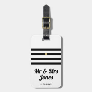 Etiqueta De Bagagem Personalizado Sr. e Sra. White Wedding Newlywing