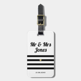 Etiqueta De Bagagem Personalizado Sr. e Sra. White Wedding Newlywing