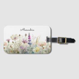 Etiqueta De Bagagem Personalizar campo Aquarela das flores selvagens