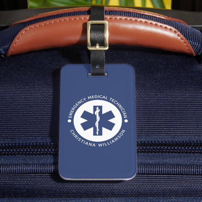 Etiqueta De Bagagem Personalizar símbolo EMT - Técnico médico de emerg (Frente Insitu 2)