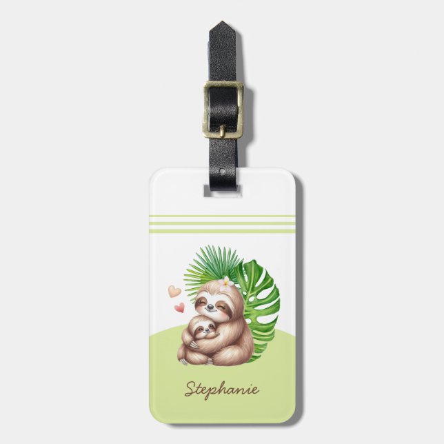 Etiqueta de Bagagem Personalizável da Mãe e do Beb (Frente Vertical)