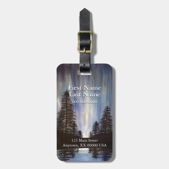 Etiqueta de Bagagem Personalizável Forest Aurora (Frente Vertical)