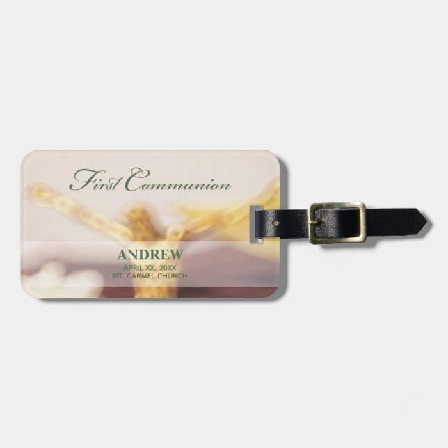 Etiqueta De Bagagem Personalize, Parabéns pela Primeira Comunhão (Frente Horizontal)