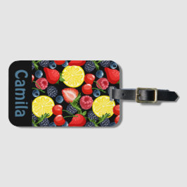 Etiqueta De Bagagem Personalized Berries & Citrus Pattern 