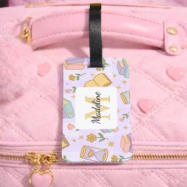 Etiqueta De Bagagem Personalized Magic Books Girl Purple Name