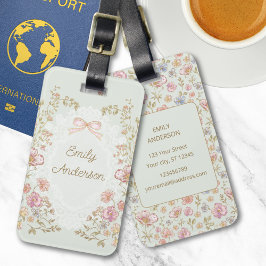 Etiqueta De Bagagem Personalized Name Pretty Vintage Flowers Floral