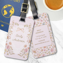 Etiqueta De Bagagem Personalized Name Pretty Vintage Flowers Floral
