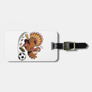 Etiqueta De Bagagem Peru jogando futebol Dia de Ação de Gracias amante