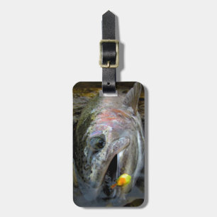 Etiqueta De Bagagem Pesca com mosca da truta de arco-íris da truta