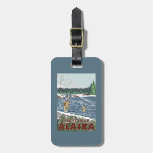 Etiqueta De Bagagem Pescador da mosca - Fairbanks, Alaska