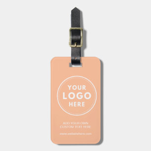 Etiqueta De Bagagem Pêssego de texto simples do logotipo