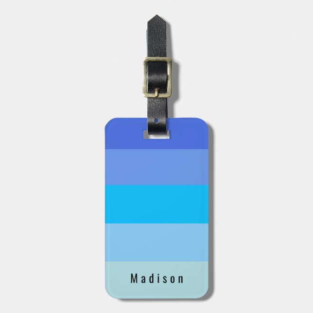 Etiqueta De Bagagem ☀️ pessoal editável 🍋 matizes azuis Primavera (Frente Vertical)