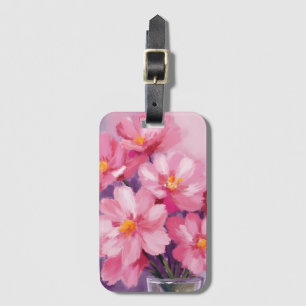 Etiqueta De Bagagem Pétalas Cor-de-Rosa em Flor Pintura de Flor em A