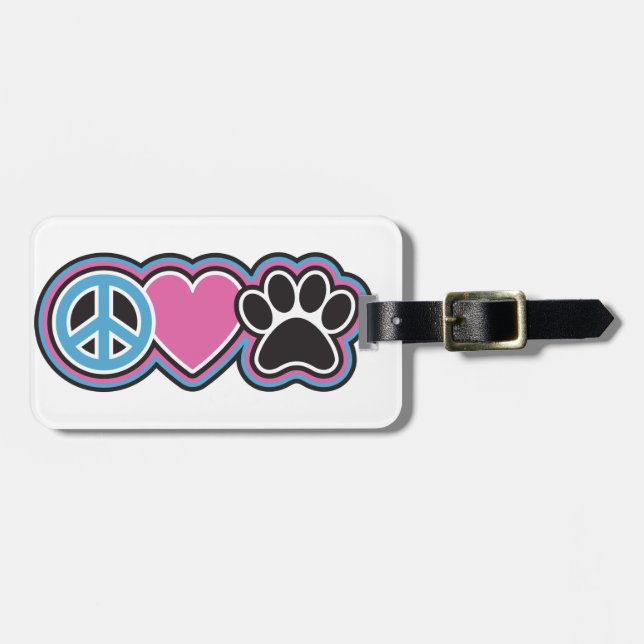 Etiqueta De Bagagem Pets de amor à paz (Frente Horizontal)