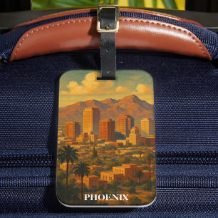 Etiqueta De Bagagem Phoenix Arizona Viagem Antiga – Horizonte do Deser