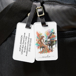 Etiqueta De Bagagem Piano de Cauda de Senhora Personalizado Artístico 