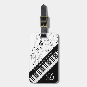 Etiqueta De Bagagem Piano de Notas de Música Personalizadas Nome do Sc