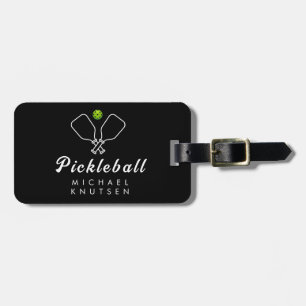 Etiqueta De Bagagem Pickleball com Paddles e Ball Personalizados