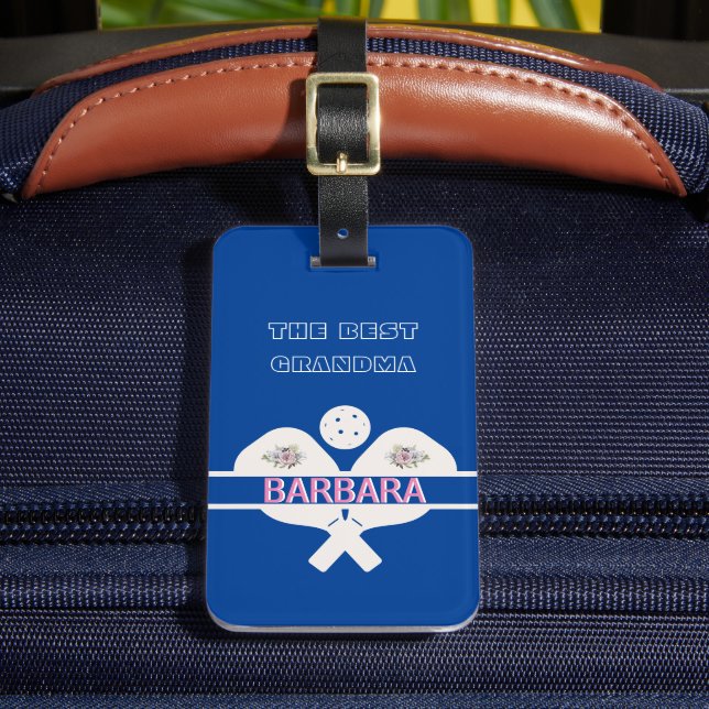 Etiqueta De Bagagem Pickleball - Melhor Avó Floral (Frente Insitu 2)